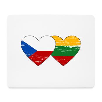 Tschechien Litauen Flagge Herz used - Mousepad (Querformat) - Weiß - Vorne