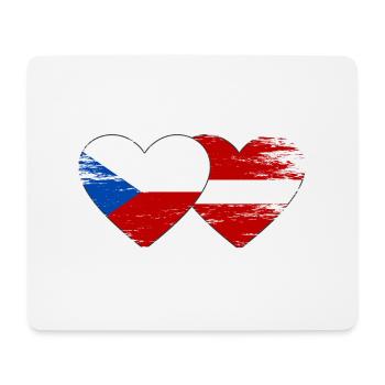 République tchèque Lettonie drapeau coeur utilisé - Tapis de souris (format paysage) - blanc - Devant