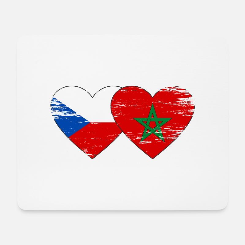 Tschechien Marokko Flagge Herz used - Mousepad (Querformat) - Weiß