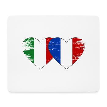 Italy France Flag Heart used - Mouse Pad (horizontal) - white - Front
