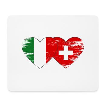 Italy Switzerland Flag Heart used - Mouse Pad (horizontal) - white - Front