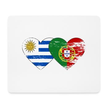 Uruguay Portugal flag heart used - Mouse Pad (horizontal) - white - Front