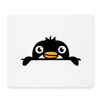 Little penguin peeking sweetly from behind wall child - Mouse Pad (horizontal) - white - Front