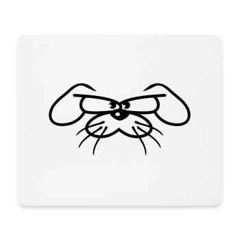 Dog, rabbit, animal, looking, angry, angry, serious, aggressive - Mouse Pad (horizontal) - white - Front
