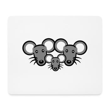3 Mice Family Child Mom Dad Parents Row Cute - Mouse Pad (horizontal) - white - Front