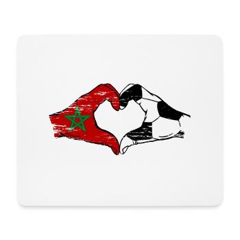 Drapeau de football du Maroc mains forme de coeur utilisé - Tapis de souris (format paysage) - blanc - Devant