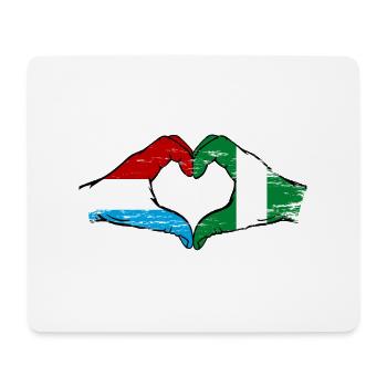 Luxembourg Nigeria drapeau mains forme de coeur utilisé - Tapis de souris (format paysage) - blanc - Devant