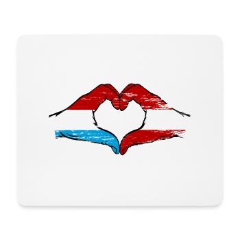 Luxembourg Austria Flag Hands Heart Shape Used - Mouse Pad (horizontal) - white - Front
