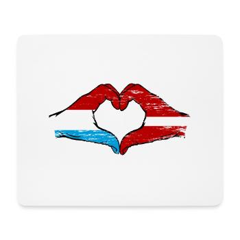 Luxembourg Lettonie Drapeau Mains Coeur Forme Utilisé - Tapis de souris (format paysage) - blanc - Devant