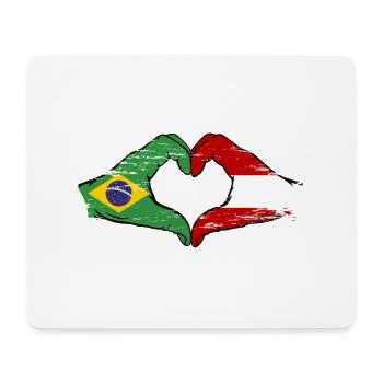 Brasilien Österreich Flagge Haende Herzform used - Mousepad (Querformat) - Weiß - Vorne