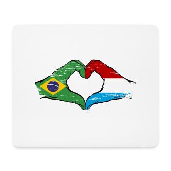 Brésil Luxembourg Drapeau Mains Coeur Forme Utilisé - Tapis de souris (format paysage) - blanc - Devant