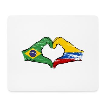 Brasilien Kolumbien Flagge Haende Herzform used - Mousepad (Querformat) - Weiß - Vorne