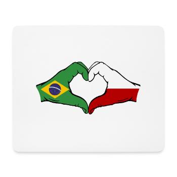 Brésil Pologne Drapeau Mains Coeur Forme - Tapis de souris (format paysage) - blanc - Devant