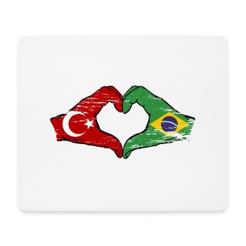 Turkey Brazil Flag Hands Heart Shape Used - Mouse Pad (horizontal) - white - Front