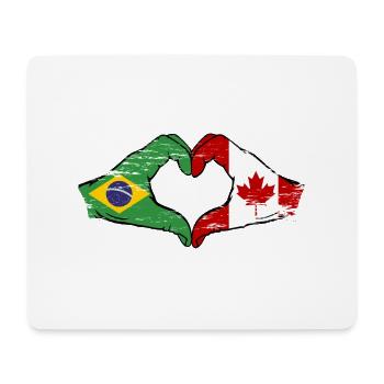 Brésil Canada Drapeau Mains Coeur Utilisé - Tapis de souris (format paysage) - blanc - Devant