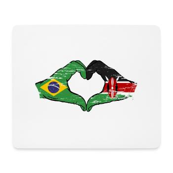 Brasilien Kenia Flagge Hände Herzform used - Mousepad (Querformat) - Weiß - Vorne