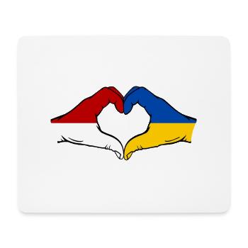 Drapeau Monaco Ukraine main coeur - Tapis de souris (format paysage) - blanc - Devant