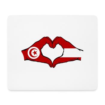 Tunisie Autriche Drapeau Mains Coeur Forme - Tapis de souris (format paysage) - blanc - Devant