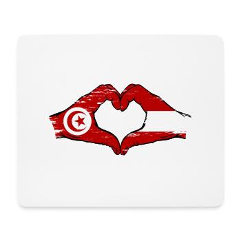 Tunisia Austria Flag Hands Heart Shape Used - Mouse Pad (horizontal) - white - Front