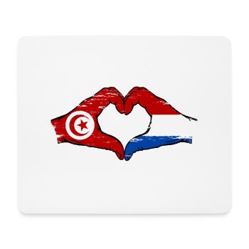 Tunisie Hollande Drapeau Mains Coeur Forme Utilisé - Tapis de souris (format paysage) - blanc - Devant