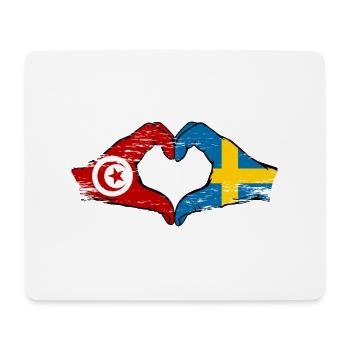 Tunisie Suède drapeau mains forme de coeur utilisé - Tapis de souris (format paysage) - blanc - Devant