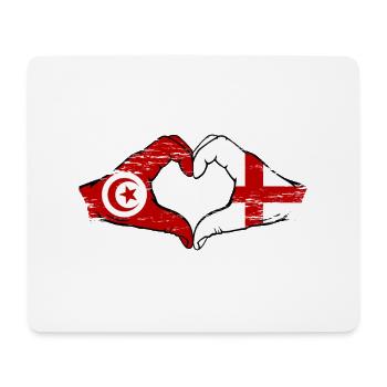 Tunisia England flag hands heart shape used - Mouse Pad (horizontal) - white - Front