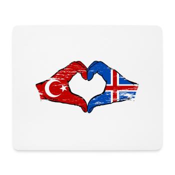 Turkey Iceland Flag Hands Heart Shape Used - Mouse Pad (horizontal) - white - Front