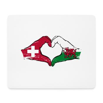 Suisse Pays de Galles Drapeau Mains Coeur Forme Utilisé - Tapis de souris (format paysage) - blanc - Devant
