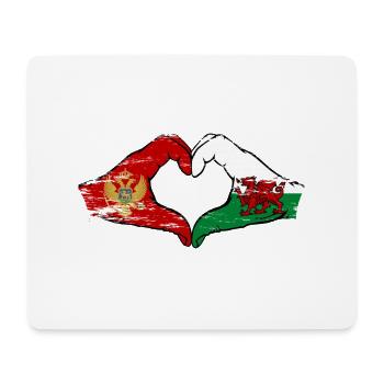 Montenegro Wales flag hands heart shape used - Mouse Pad (horizontal) - white - Front