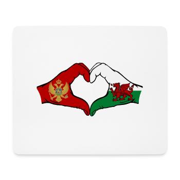 Monténégro Pays de Galles Drapeau Mains Coeur Forme - Tapis de souris (format paysage) - blanc - Devant
