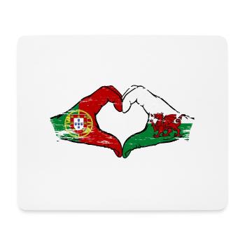 Portugal Wales Flagge Hände Herzform used - Mousepad (Querformat) - Weiß - Vorne