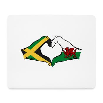 Jamaïque Pays de Galles Drapeau Mains Coeur Forme - Tapis de souris (format paysage) - blanc - Devant
