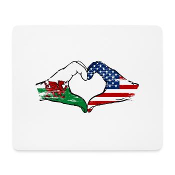 Wales USA flag hands heart shape used - Mouse Pad (horizontal) - white - Front
