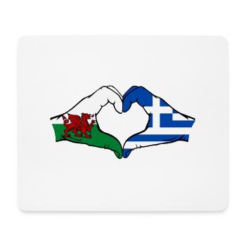 Wales Greece Flag Hands Heart Shape - Mouse Pad (horizontal) - white - Front