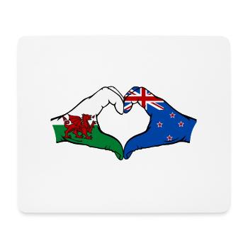 Pays de Galles Nouvelle-Zélande drapeau mains forme coeur - Tapis de souris (format paysage) - blanc - Devant