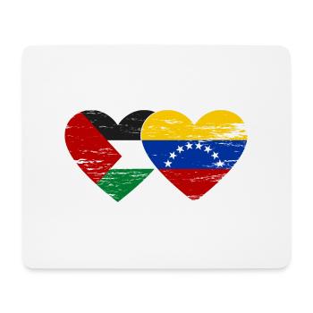 Palestine Venezuela flag heart used - Mouse Pad (horizontal) - white - Front