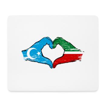Uyghur Tatarstan flag hands heart shape used - Mouse Pad (horizontal) - white - Front