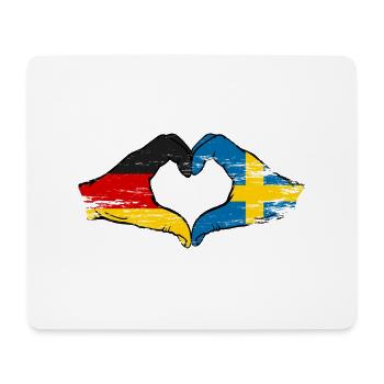 Allemagne Suède Drapeau Mains Coeur Forme Utilisé - Tapis de souris (format paysage) - blanc - Devant