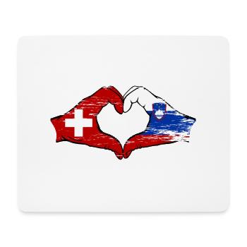 Suisse Slovénie drapeau mains forme de coeur utilisé - Tapis de souris (format paysage) - blanc - Devant