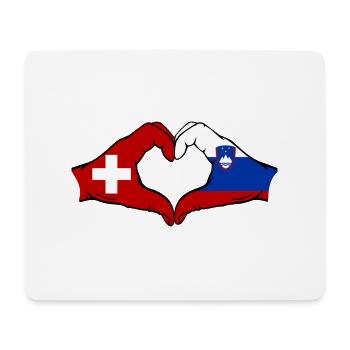 Suisse Slovénie Drapeau Mains Coeur Forme - Tapis de souris (format paysage) - blanc - Devant