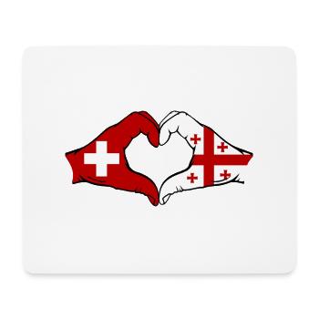 Suisse Géorgie Drapeau Mains Coeur Forme - Tapis de souris (format paysage) - blanc - Devant