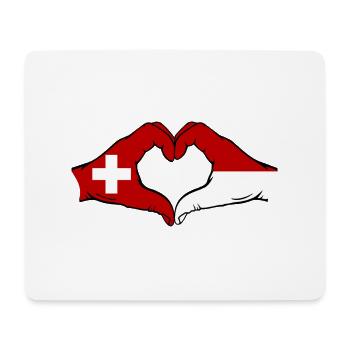 Suisse Monaco Drapeau Mains Coeur Forme - Tapis de souris (format paysage) - blanc - Devant
