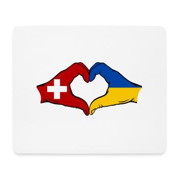 Switzerland Ukraine Flag Hands Heart Shape - Mouse Pad (horizontal) - white - Front