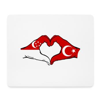 Singapur Türkei Flagge Hände Herzform - Mousepad (Querformat) - Weiß - Vorne