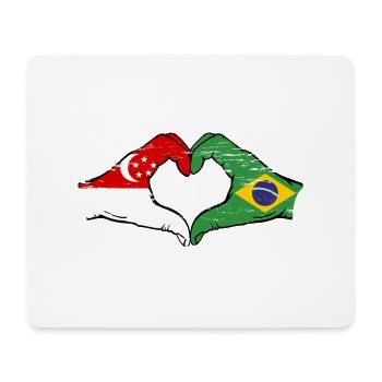 Singapore Brazil Flag Hands Heart Shape Used - Mouse Pad (horizontal) - white - Front