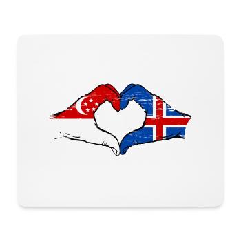 Singapore Iceland flag hands heart shape used - Mouse Pad (horizontal) - white - Front