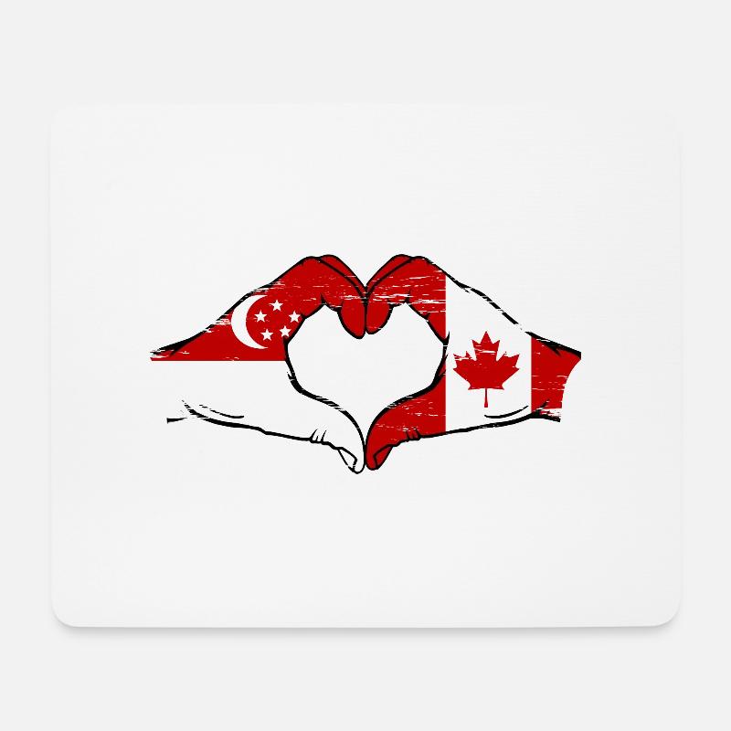 Singapore Canada Flag Hands Heart Shape - Mouse Pad (horizontal) - white