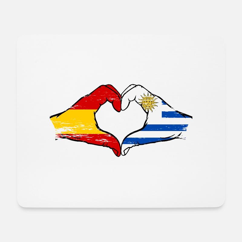 Spanien Uruguay Flagge Hände Herzform used - Mousepad (Querformat) - Weiß