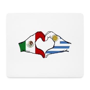 Mexique Uruguay drapeau mains forme de coeur utilisé - Tapis de souris (format paysage) - blanc - Devant