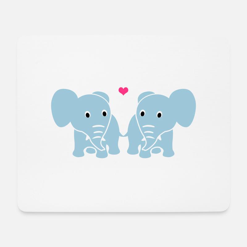 Verliebte Elefanten - Mousepad (Querformat) - Weiß